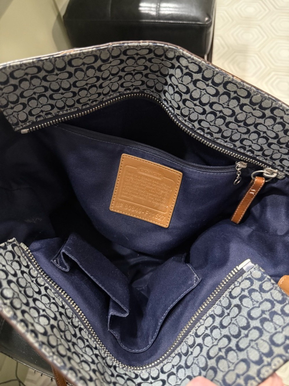 Coach Navy and Tan Shoulder Bag - Picture 14 of 14